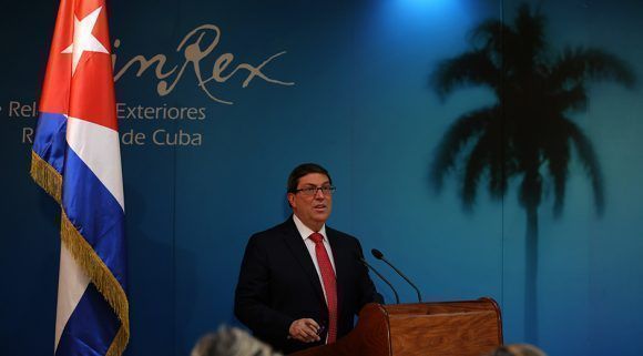 Conferencia de prensa de Bruno Rodríguez, ministro de Relaciones Exteriores de Cuba, en La Habana. Foto: Ismael Francisco/ Cubadebate.
