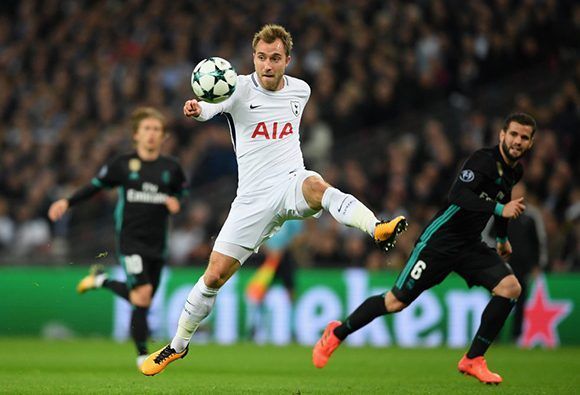 Christian Eriksen, autor del último gol del Tottenham. Foto: Getty Images.