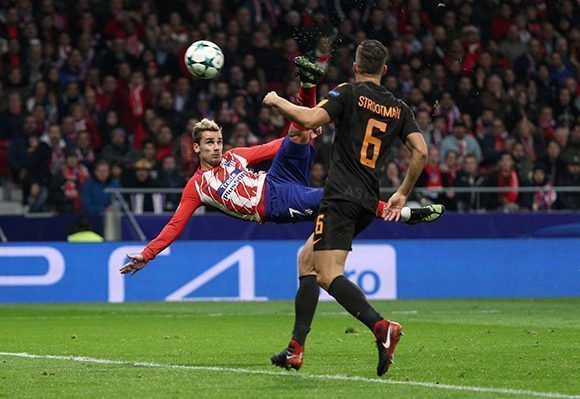 Griezmann marca el primer gol del Atlético ante la Roma. Foto: Reuters.