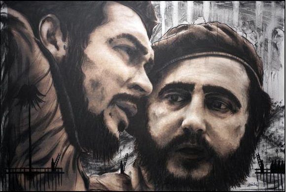 Pintura inspirada en la fotografía antológica de Fidel junto a Ernesto Che Guevara. Autor: Sandor González Vilar. Fecha: 13/08/2012