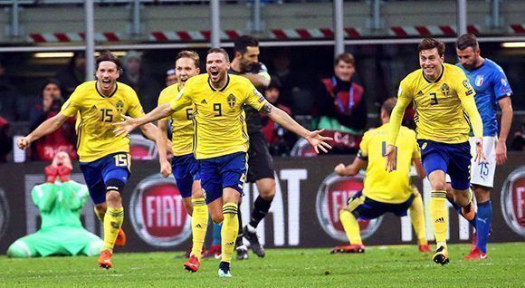 Suecia no estuvo en Sudáfrica-2010 ni en Brasil-2014, merecido festejo para los nórdicos. Foto: EFE.