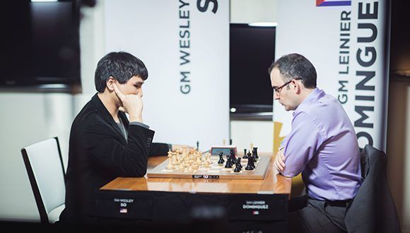 So vs. Dominguez, hoy en un atípico Champions Showdown de ajedrez. Foto: U.S. Chess Champs.