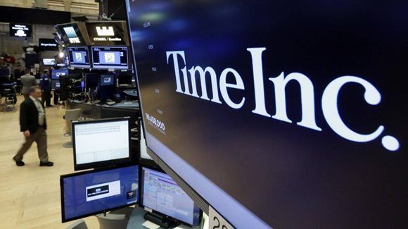 Logo del grupo editor TIME Inc. en el parquée de Wall Street. Foto: AP.