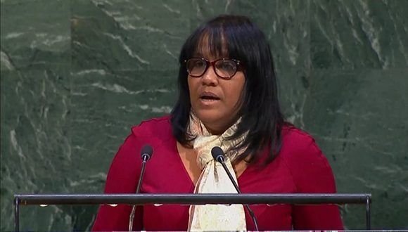 La Representante de Cuba en la ONU, Anayansi Rodríguez. Foto: @CubaMINREX/ Twitter.