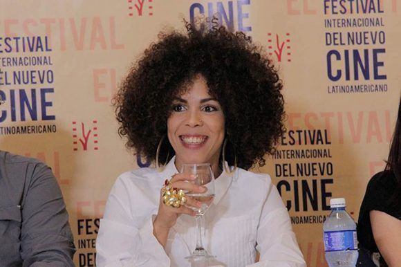 Yudith Rodríguez durante una conferencia de prensa en el Hotel Naciona, a propósito del Festival Internacional del Nuevo Cine Latinoamericano. Foto: Habana Film Festival. 