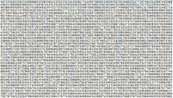 Comienzo del número primo más largo conocido hasta la fecha. Imagen: GIMPS