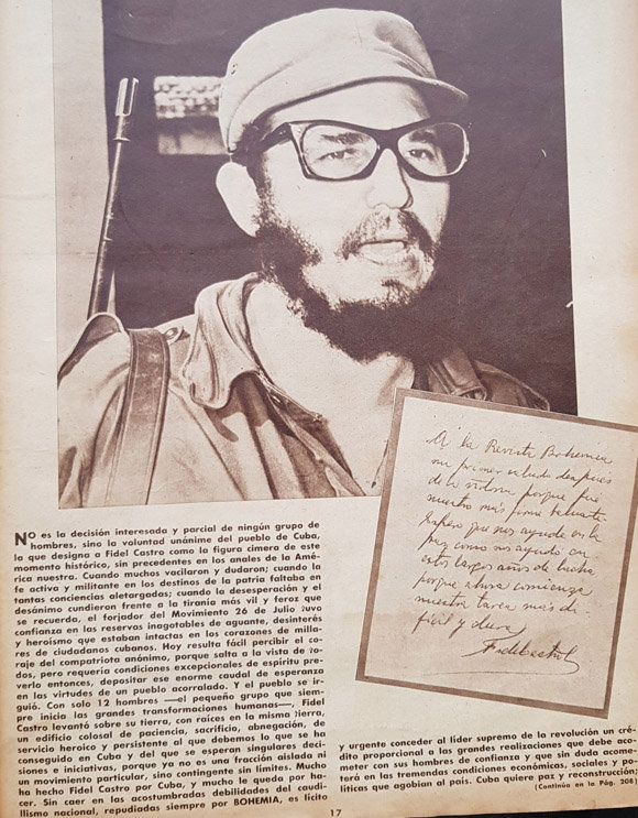 Fidel agradece a Bohemia