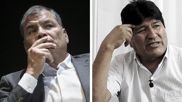 Correa y Evo quedaron imposibilitados de participar en los próximos comicios en Ecuador y Bolivia, respectivamente. Foto: Telam