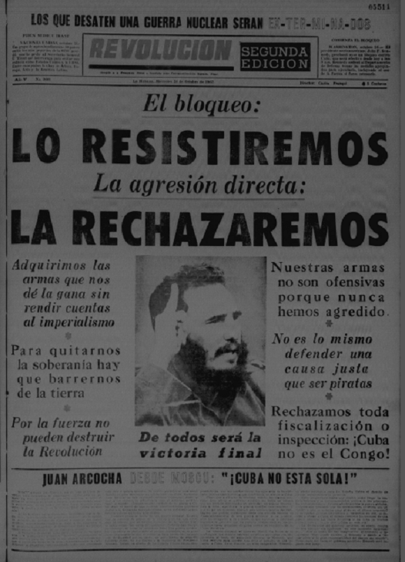 Periódico Revolución informa sobre indicaciones de Fidel en la Crisis de Octubre. Foto: Fidel Soldado de las Ideas.