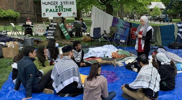En Princenton los estudiantes están plantados en huelga de hambre. Foto: Al Mayadeen